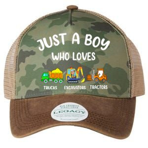 Just A Boy Who Loves Trucks Excavators Tractors Legacy Tie Dye Trucker Hat