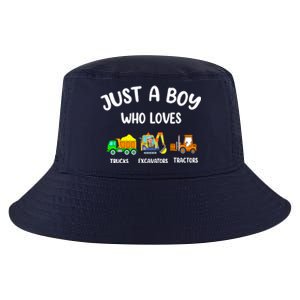 Just A Boy Who Loves Trucks Excavators Tractors Cool Comfort Performance Bucket Hat