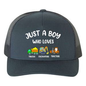 Just A Boy Who Loves Trucks Excavators Tractors Yupoong Adult 5-Panel Trucker Hat