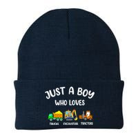 Just A Boy Who Loves Trucks Excavators Tractors Knit Cap Winter Beanie