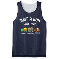 Just A Boy Who Loves Trucks Excavators Tractors Mesh Reversible Basketball Jersey Tank