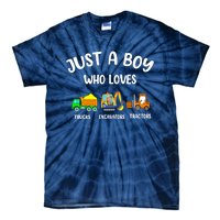 Just A Boy Who Loves Trucks Excavators Tractors Tie-Dye T-Shirt