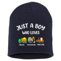 Just A Boy Who Loves Trucks Excavators Tractors Short Acrylic Beanie