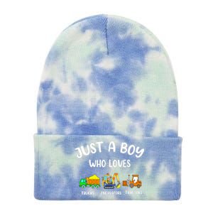 Just A Boy Who Loves Trucks Excavators Tractors Tie Dye 12in Knit Beanie