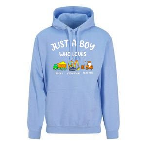 Just A Boy Who Loves Trucks Excavators Tractors Unisex Surf Hoodie