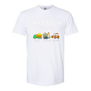 Just A Boy Who Loves Trucks Excavators Tractors Softstyle CVC T-Shirt