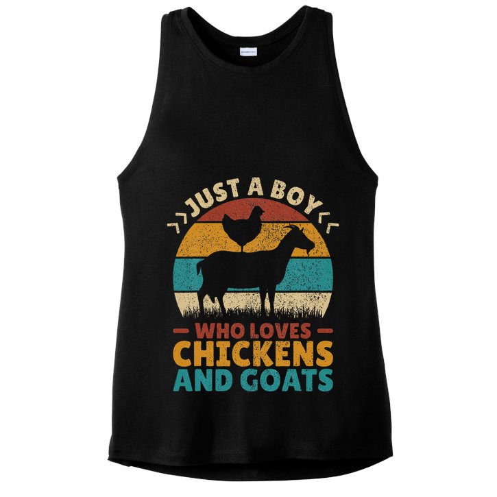 Just A Boy Who Loves Chickens Goats Farm Animal Lover Farmer Ladies PosiCharge Tri-Blend Wicking Tank