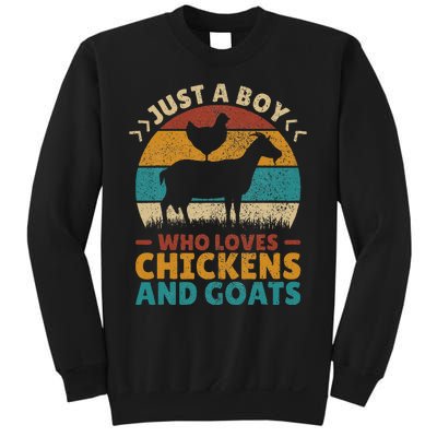 Just A Boy Who Loves Chickens Goats Farm Animal Lover Farmer Sweatshirt