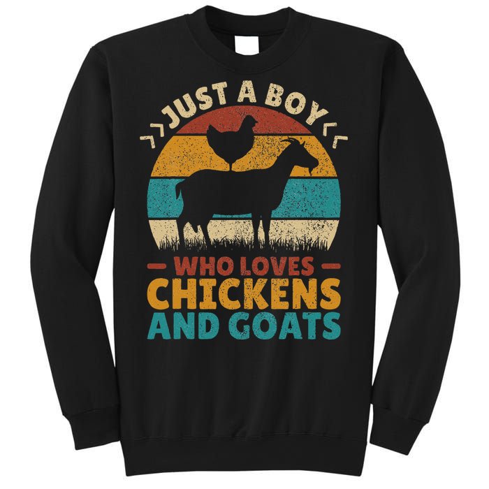 Just A Boy Who Loves Chickens Goats Farm Animal Lover Farmer Sweatshirt