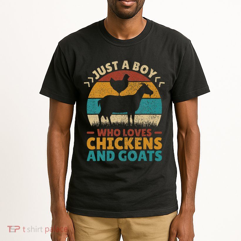 Just A Boy Who Loves Chickens Goats Farm Animal Lover Farmer Tall T-Shirt