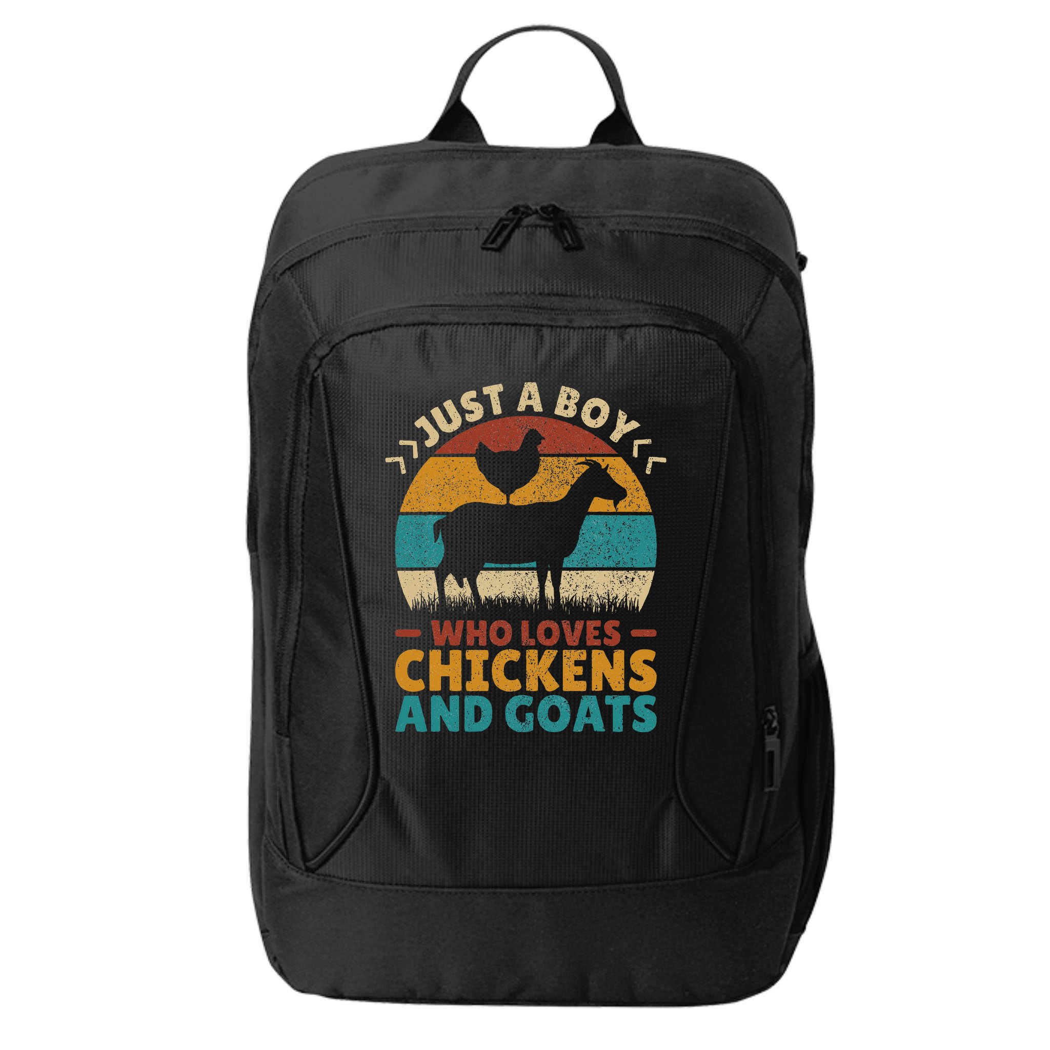 Just A Boy Who Loves Chickens Goats Farm Animal Lover Farmer City Backpack