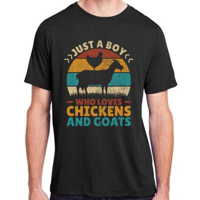 Just A Boy Who Loves Chickens Goats Farm Animal Lover Farmer Adult ChromaSoft Performance T-Shirt