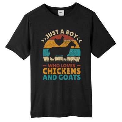 Just A Boy Who Loves Chickens Goats Farm Animal Lover Farmer Tall Fusion ChromaSoft Performance T-Shirt