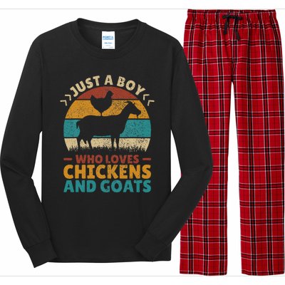 Just A Boy Who Loves Chickens Goats Farm Animal Lover Farmer Long Sleeve Pajama Set