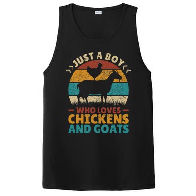 Just A Boy Who Loves Chickens Goats Farm Animal Lover Farmer PosiCharge Competitor Tank