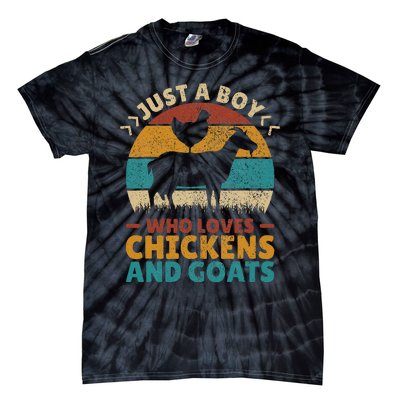 Just A Boy Who Loves Chickens Goats Farm Animal Lover Farmer Tie-Dye T-Shirt