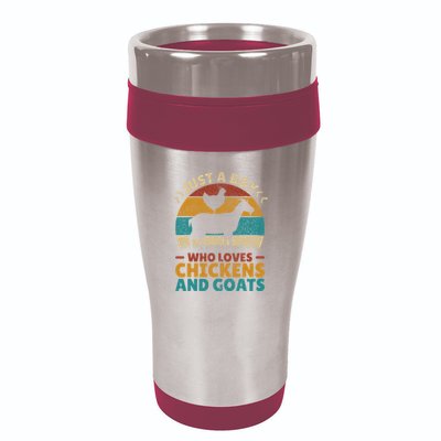 Just A Boy Who Loves Chickens Goats Farm Animal Lover Farmer 16oz Travel Tumbler