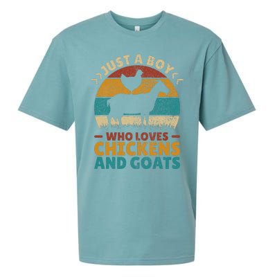 Just A Boy Who Loves Chickens Goats Farm Animal Lover Farmer Sueded Cloud Jersey T-Shirt