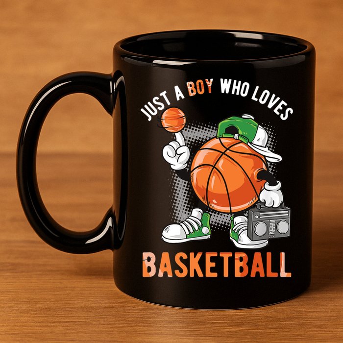 Just A Boy Who Loves Basketball 11oz C Handle Ceramic Mug