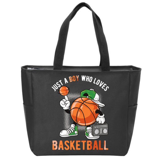 Just A Boy Who Loves Basketball Zip Tote Bag