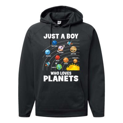 Just A Boy Who Loves Planets Solar System Astrology Space Performance Fleece Hoodie