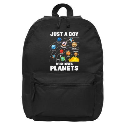 Just A Boy Who Loves Planets Solar System Astrology Space 16 in Basic Backpack
