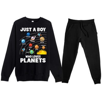 Just A Boy Who Loves Planets Solar System Astrology Space Premium Crewneck Sweatsuit Set