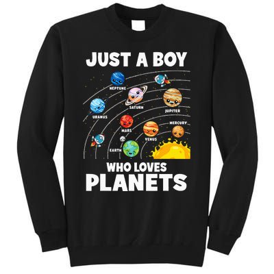 Just A Boy Who Loves Planets Solar System Astrology Space Tall Sweatshirt