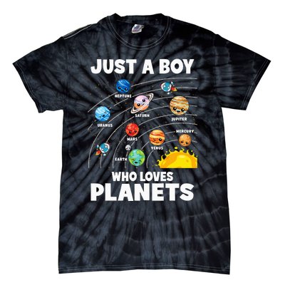 Just A Boy Who Loves Planets Solar System Astrology Space Tie-Dye T-Shirt