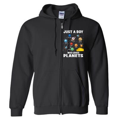 Just A Boy Who Loves Planets Solar System Astrology Space Full Zip Hoodie