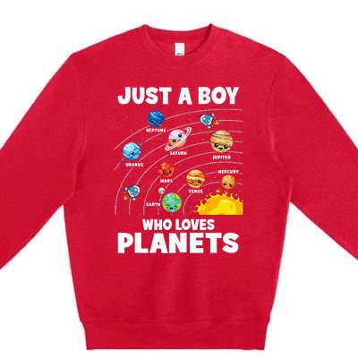 Just A Boy Who Loves Planets Solar System Astrology Space Premium Crewneck Sweatshirt