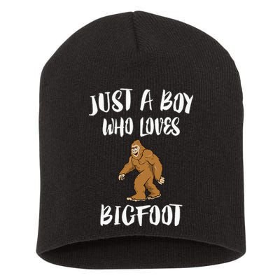 Just A Boy Who Loves Bigfoot Animal Gift Short Acrylic Beanie