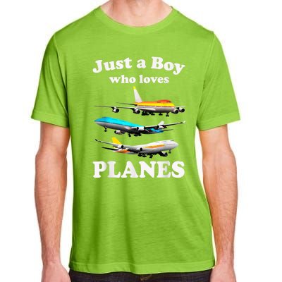 Just A Boy Who Loves Planes &Amp; Toddler Airplane Lover Adult ChromaSoft Performance T-Shirt