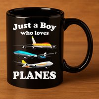 Just A Boy Who Loves Planes &Amp; Toddler Airplane Lover 11oz C Handle Ceramic Mug