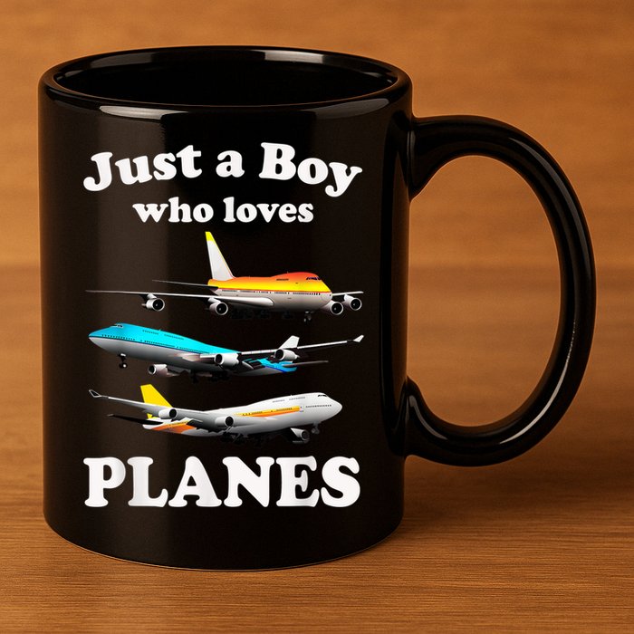 Just A Boy Who Loves Planes &Amp; Toddler Airplane Lover 11oz C Handle Ceramic Mug