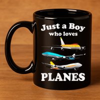 Just A Boy Who Loves Planes &Amp; Toddler Airplane Lover 11oz C Handle Ceramic Mug