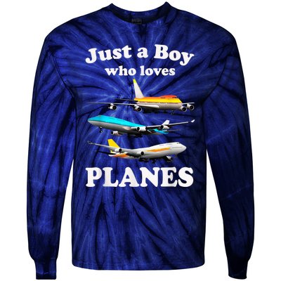 Just A Boy Who Loves Planes &Amp; Toddler Airplane Lover Tie-Dye Long Sleeve Shirt