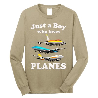 Just A Boy Who Loves Planes &Amp; Toddler Airplane Lover Long Sleeve Shirt