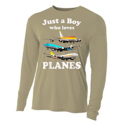 Just A Boy Who Loves Planes &Amp; Toddler Airplane Lover Cooling Performance Long Sleeve Crew