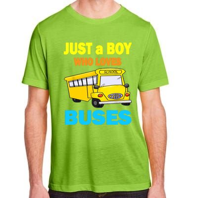 Just A Boy Who Loves School Buses & Cute Bus Lovers Adult ChromaSoft Performance T-Shirt