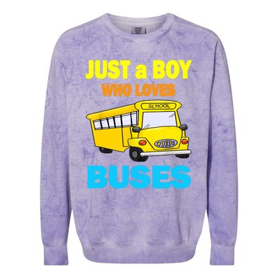 Just A Boy Who Loves School Buses & Cute Bus Lovers Colorblast Crewneck Sweatshirt