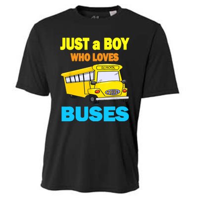 Just A Boy Who Loves School Buses & Cute Bus Lovers Cooling Performance Crew T-Shirt