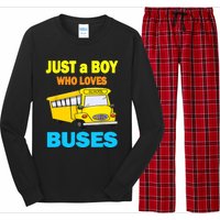 Just A Boy Who Loves School Buses & Cute Bus Lovers Long Sleeve Pajama Set