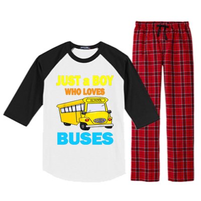 Just A Boy Who Loves School Buses & Cute Bus Lovers Raglan Sleeve Pajama Set