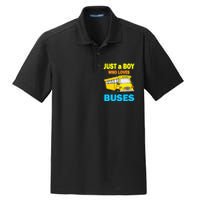 Just A Boy Who Loves School Buses & Cute Bus Lovers Dry Zone Grid Polo