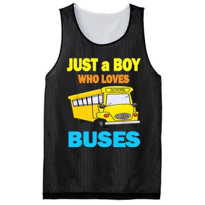 Just A Boy Who Loves School Buses & Cute Bus Lovers Mesh Reversible Basketball Jersey Tank