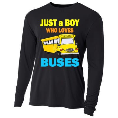 Just A Boy Who Loves School Buses & Cute Bus Lovers Cooling Performance Long Sleeve Crew