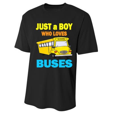 Just A Boy Who Loves School Buses & Cute Bus Lovers Performance Sprint T-Shirt