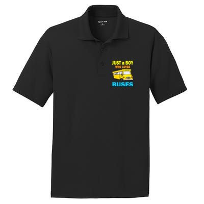 Just A Boy Who Loves School Buses & Cute Bus Lovers PosiCharge RacerMesh Polo