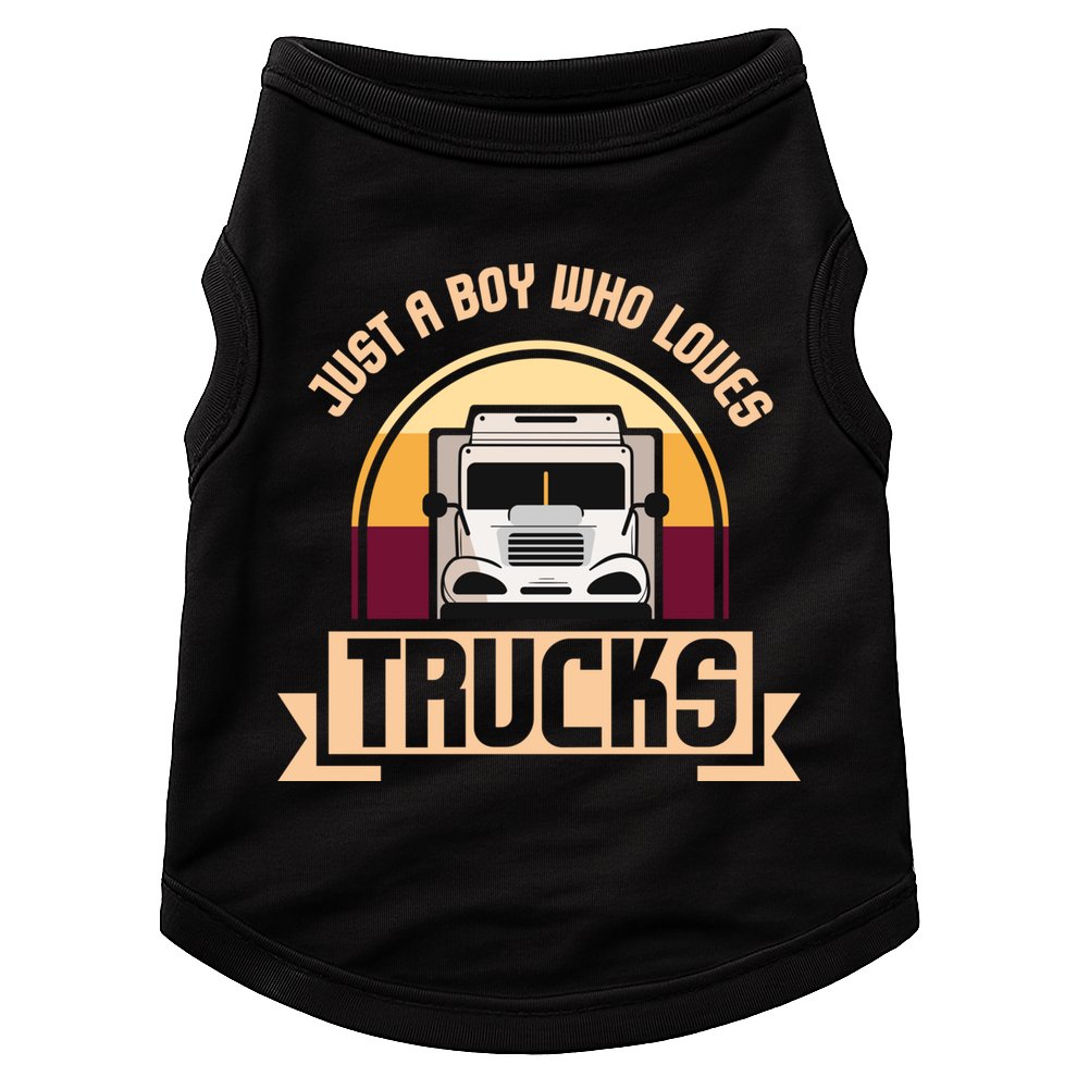 Just A Boy Who Loves Trucks I Boys Men Truck Lover Gift Doggie Tank